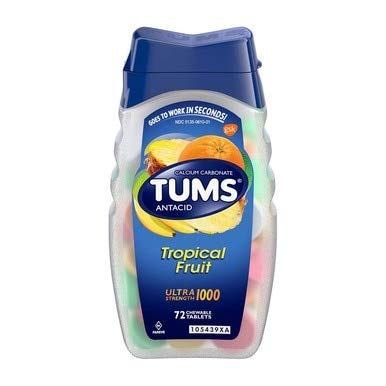 TUMS Ultra Strength 1000 Chewable Tablets Assorted Tropical Fruit - 72 ct