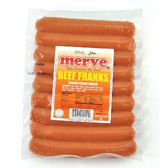 Merve Halal Beef Frank Halal Hot Dog 1lb (8 stick)