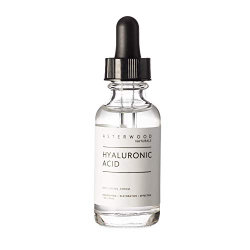 Hyaluronic Acid Serum 1 oz, 100% Pure Organic HA, Anti Aging Anti Wrinkle, Original Face Moisturizer for Dry Skin and Fine Lines, Leaves Skin Full and Plump ASTERWOOD NATURALS Dropper Bottle