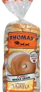 Thomas Whole Grain Plain 6 Pre-Sliced Bagels 20 oz