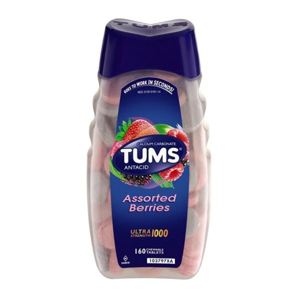 TUMS Ultra Strength 1000 Chewable Tablets Assorted Berries - 160 ct, Pack of 2