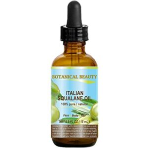 SQUALANE Italian. 100% Pure / Natural / Undiluted Oil. 100% Ultra-Pure Moisturizer for Face , Body & Hair. Reliable 24/7 skincare protection. 0.5 fl.oz- 15 ml. by Botanical Beauty.
