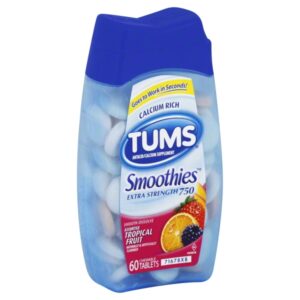 Tums Smoothies Assorted Tropical Fruit, 60 Chewable Tablets, (Pack of 2) by TUMS