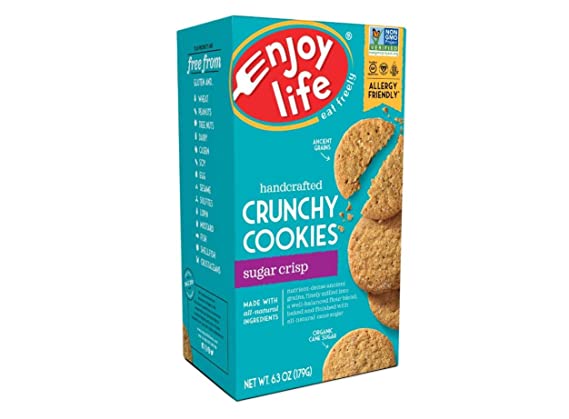 Enjoy Life Crunchy Cookies, Soy free, Nut free, Gluten free, Dairy free, Non GMO, Vegan, Sugar Crisp, 1 Box