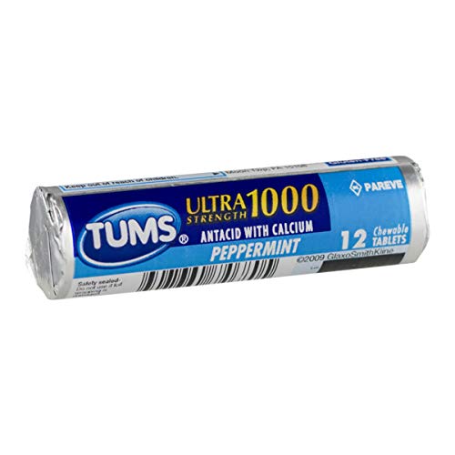 Tums Regular Strength, Peppermint, 12-Count Rolls (Pack of 12)