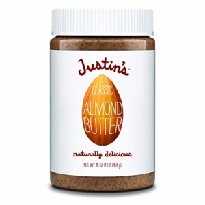 Classic Almond Butter by Justin's, Only Two Ingredients, No Stir, Gluten-free, Non-GMO, Keto-friendly, Responsibly Sourced, 16oz Jar
