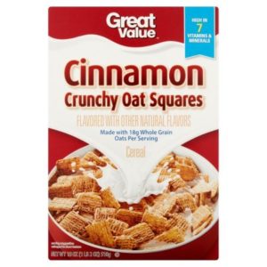 Great Value Cinnamon Crunchy Oat Squares Cereal, 18 oz