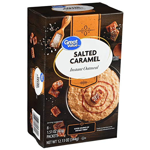 Great Value Instant Oatmeal, Salted Caramel 8 Count