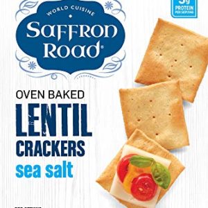 Saffron Road Oven Baked Lentil Crackers, Non-GMO, Gluten-Free, Halal, Sea Salt, 4.5 Ounce (Pack of 6)