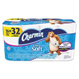 Charmin 15584 Ultra Soft Bathroom Tissue, 2-Ply, 4 x 3.92, 142 Sheets per Roll (Pack of 16 Rolls)