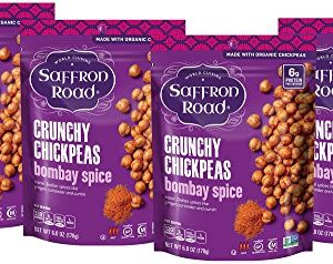 Saffron Road Organic Crunchy Chickpeas, Non-GMO, Gluten-Free, Halal, Bombay Spice, 4 Count
