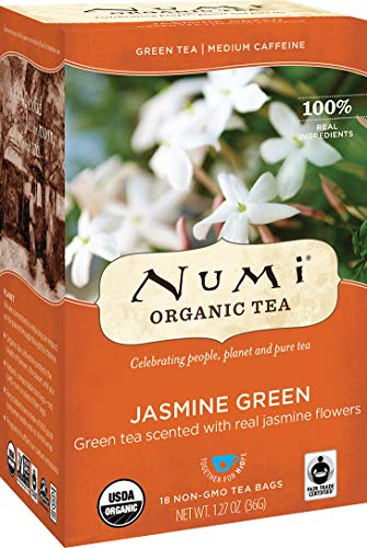 Numi Organic Tea Jasmine Green, 18 Count Box of Tea Bags (Pack of 3) (Packaging May Vary)