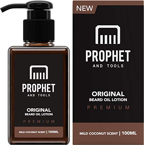 NEW Beard Oil Lotion for Thicker Facial Hair Grooming | 100ML - The All-In-1 Conditioner and Shampoo-like Softener, Shine and Fuller Beards/Mustache Growth - NUTS-FREE & VEGETARIAN! Prophet and Tools