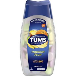 TUMS Ultra Strength Assorted Tropical Fruit Antacid Chewable Tablets for Heartburn Relief, 160 count (Pack of 2)