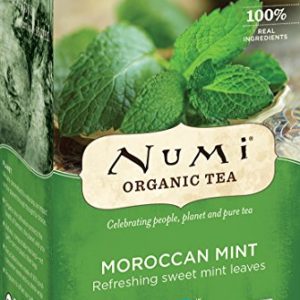 Numi Organic Tea Moroccan Mint, 18 Count Box of Tea Bags (Pack of 3) Herbal Teasan (Packaging May Vary)