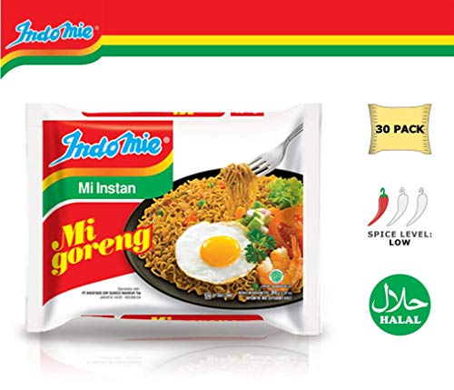 Indomie Mi Goreng Instant Stir Fry Noodles, Halal Certified, Original Flavor (Pack of 30) (Packaging may Vary)