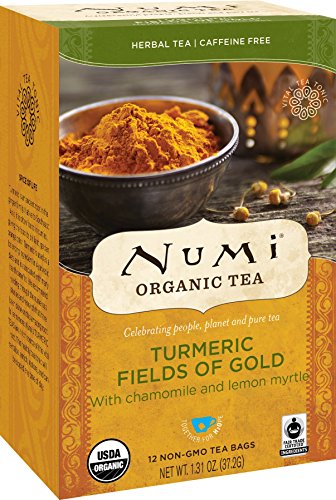 Numi Organic Tea Fields of Gold, 12 Count Box of Tea Bags (Pack of 3) Turmeric Tea (Packaging May Vary)