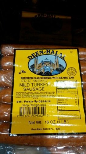 Deen Halal Mild Turkey Sausage 16 Oz. (4 Pack)
