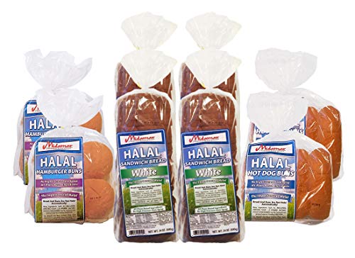 Halal Bread Variety - 2 loaves White Sandwich - 2 Burger Buns - 2 hot dog buns