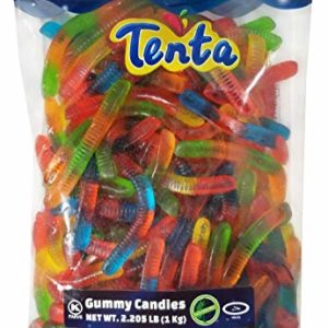 Tenta Gummi Worms - Halal, Kosher, Gluten Free Gummy Candy - 2.205 LB (1 Kg)