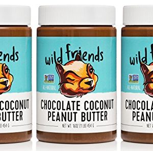 Wild Friends Chocolate Coconut Peanut Butter, 16 Ounce Jars (3 Count), Gluten Free, Palm Oil Free