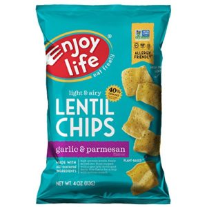 Enjoy Life Lentil Chips, Soy free, Nut free, Gluten free, Dairy free, Non GMO, Vegan, Garlic & Parmesan, 4 Ounce Bag