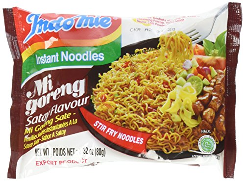 Indomie Mi Goreng Instant Halal Noodles, Satay, 2.82 Ounce, 30 Count