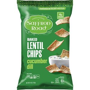 Saffron Road Baked Lentil Chips, Cucumber Dill, 4 Ounce (Pack of 12)