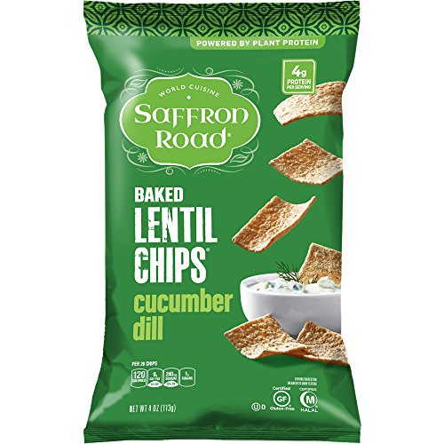 Saffron Road Baked Lentil Chips, Cucumber Dill, 4 Ounce (Pack of 12)