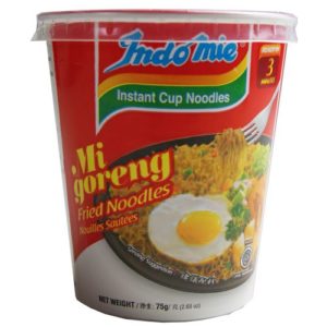 Indomie CUP NOODLES Fried Noodles 100%HALAL Mi Goreng 75g (2.6oz), Pack of 12