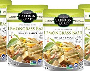 Saffron Road Simmer Sauce, Non-GMO, Gluten-Free, Halal, Kosher, Vegan, Lemongrass Basil, 4 Count, 7 oz