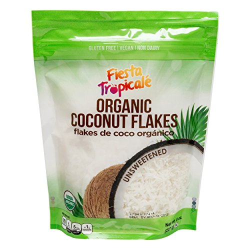 Shredded Coconut Flakes, Organic Unsweetened, Desiccated, Gluten Free, Sugar Free, Great for Vegan, Paleo, Keto Recipes, Add to Smoothies, Oatmeal, Fruits - 8oz. Bag (Count of 3) by Fiesta Tropicale