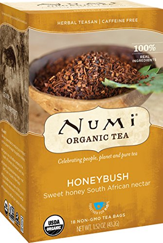 Numi Organic Tea Honeybush, 18 Count Box of Tea Bags, Herbal Teasan (Packaging May Vary)