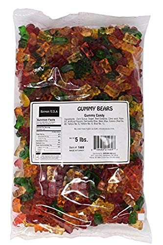 Kervan Gummy Candy, 6 Color Gummy Bears, Bulk 5 Pound Bag