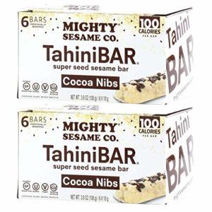 Mighty Sesame TahiniBars With Cocoa Nibs (2 Pack, Total 12 Bars)