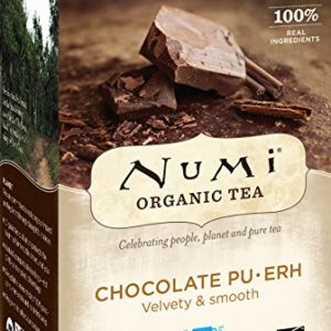 Numi Organic Tea Chocolate Pu-erh, 16 Count Box of Tea Bags, Black Tea