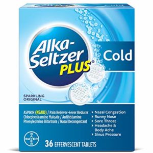 Alka-Seltzer Plus Cold Medicine, Sparkling Original Effervescent Tablets with Pain Reliever/Fever Reducer, Sparkling Original, 36 Count