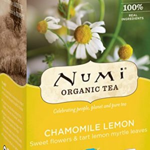Numi Organic Tea Chamomile Lemon, Caffeine-Free Herbal Teasan, 18 Count non-GMO Tea Bags (Pack of 3)