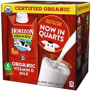 Horizon Organic, Whole Organic Milk, 32 Ounce (Pack of 6), Shelf Stable Organic Whole Milk, 1 Quart Carton, Great for the Pantry, Carton Locks in Fresh Taste Without Refrigeration or Preservatives