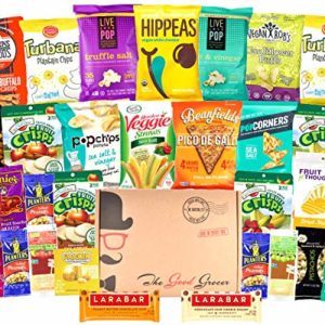 GLUTEN FREE and VEGAN Healthy Snacks Care Package (28 Ct): Plant-Based Snacks, Bars, Chips, Crispy Fruit, Nuts Trail Mix, Gift Box Sampler, Office Variety, College Student Care Package, Gift Basket