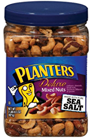 Planters Deluxe Mixed Nuts made with Pure Sea Salt, 2 pound .5 oz Tubs (Pack of 2)