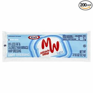 Miracle Whip Light Mayonnaise Single Serving (0.44 oz Packets, Pack of 200)