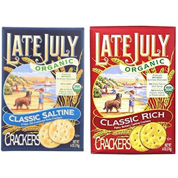 Late July Organic - Classic Rich and Round Saltine Crackers 6 ounces each Pack of 2