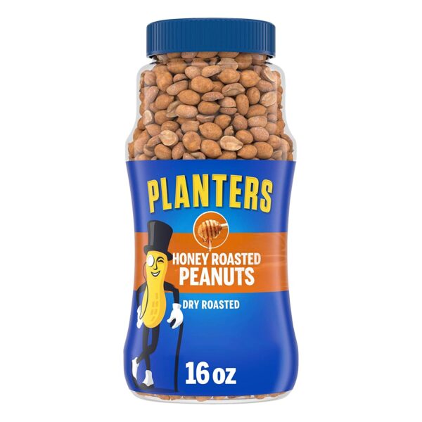 Planters Dry Honey Roasted Peanuts (16 oz Canister, Pack of 4)