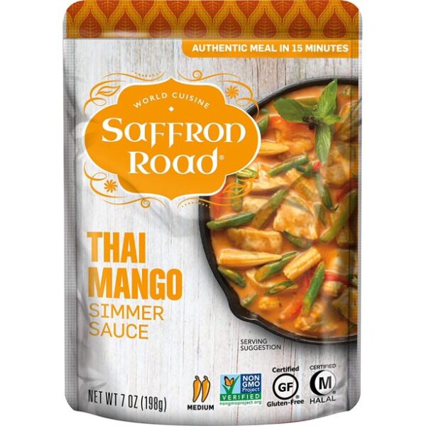 Saffron Road Simmer Sauce, Non-GMO, Gluten-Free, Halal, Kosher, Thai Mango, 8 Count (Pack of 8)