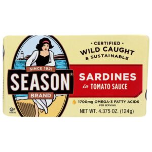 Season Sardines in Tomato Sauce, 4.375-Ounce Tins (Pack of 12)