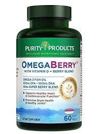 OmegaBerry Fish Oil with Vitamin D3 & Organic Acai - 60 Soft Gels - 30 Day Supply from Purity Products