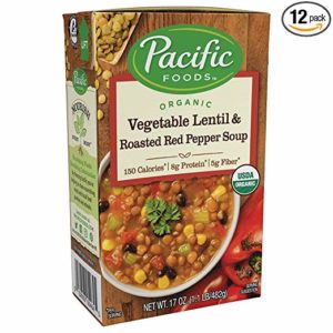 Pacific Foods Organic Vegetable Lentil & Roasted Red Pepper Soup, 17oz, 12-pack