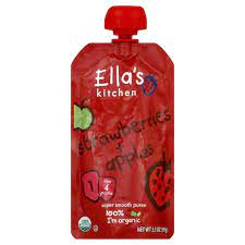 Ella's Kitchen 6+ Months Organic Baby Food, Apples + Strawberries, 3.5 oz. (Pack of 6)