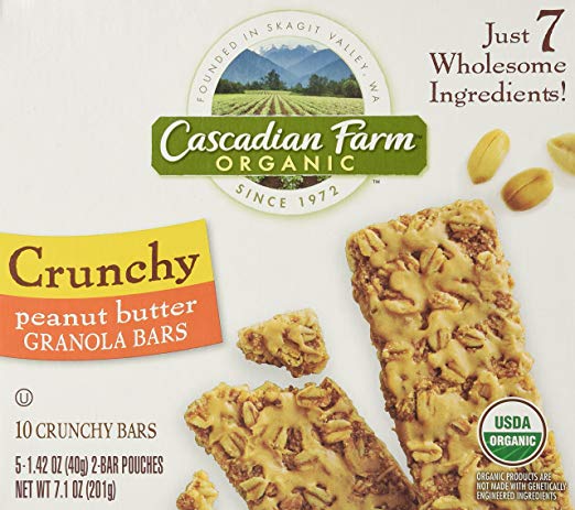 Cascadian Farm Crunchy Peanut Butter Granola Bars, 7.1 Ounce Box (Pack of 4)